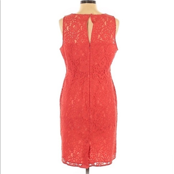 J. Crew factory 12 orange lace overlay sleeveless keyhole‎ back pencil dress - Picture 10 of 11